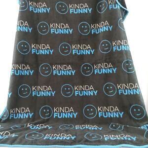 Kinda Funny Rooster Teeth Plush Fleece Throw Blanket Black Blue 61"x47" 2017